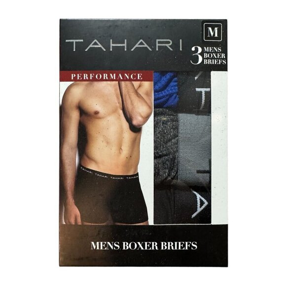 NEW TAHARI Boxer Briefs 3 Pack Classic Fit Black Gray Blue Size M - Picture 4 of 4